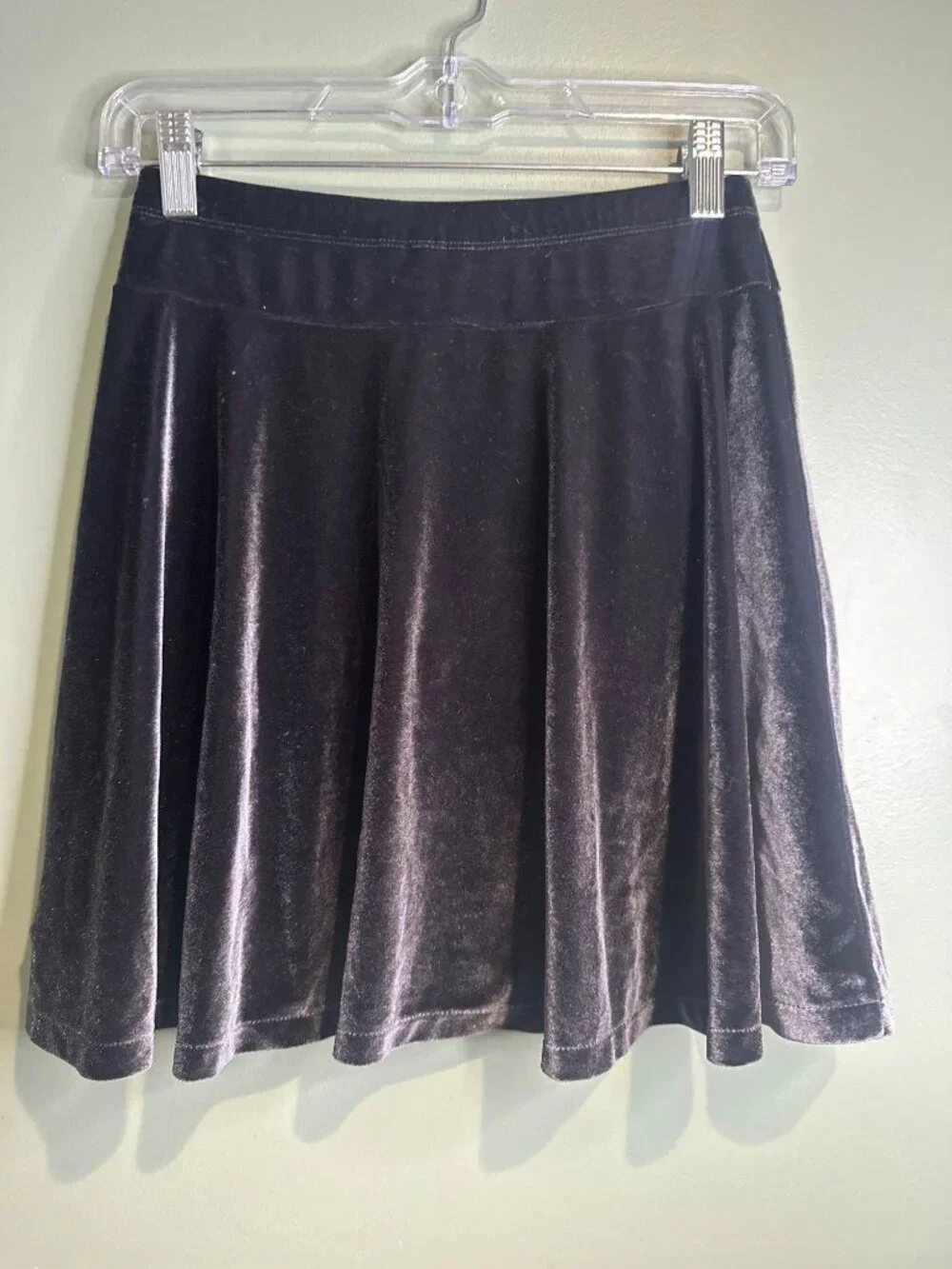 Black Lands' End Kids M Velvet Skater Skirt Stretch Pull On Back to School